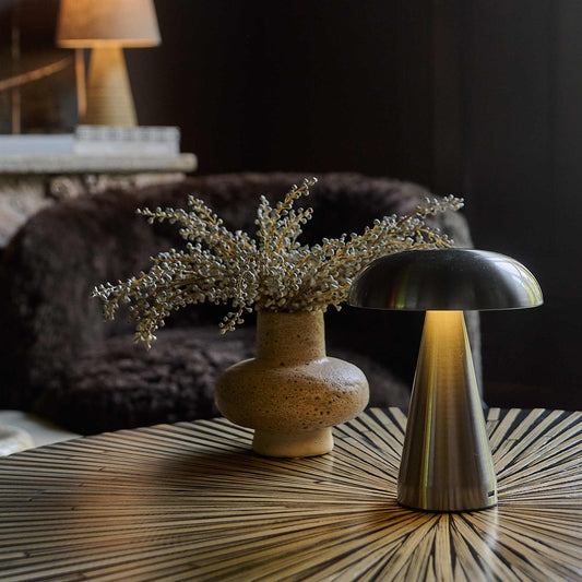 ZENITH PORTABLE TABLE LAMP, SILVER