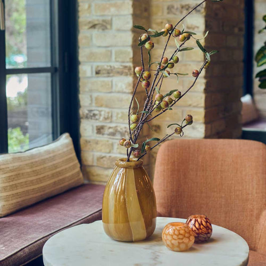 NILA GLASS CANDLE HOLDER - HONEY