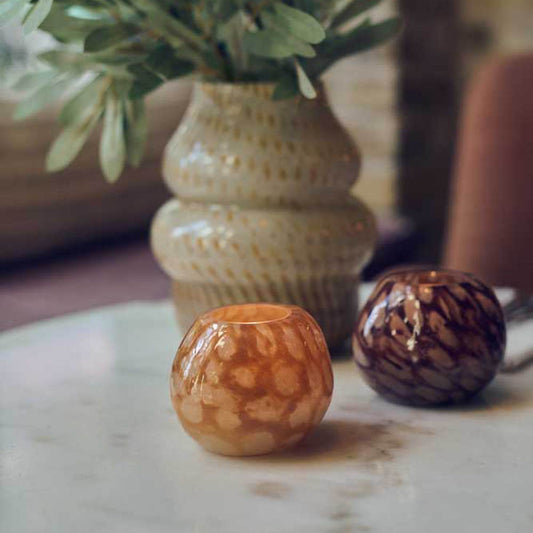 NILA GLASS CANDLE HOLDER - HONEY