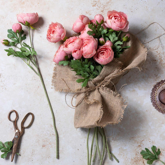 ARTIFICIAL REAL TOUCH RANUNCULUS, PEACH
