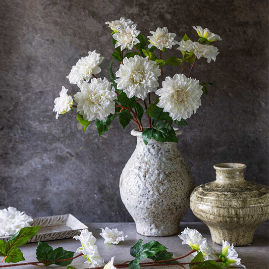 ARTIFICIAL REAL TOUCH DAHLIA, CREAM - *Pre-order* Shipping End August